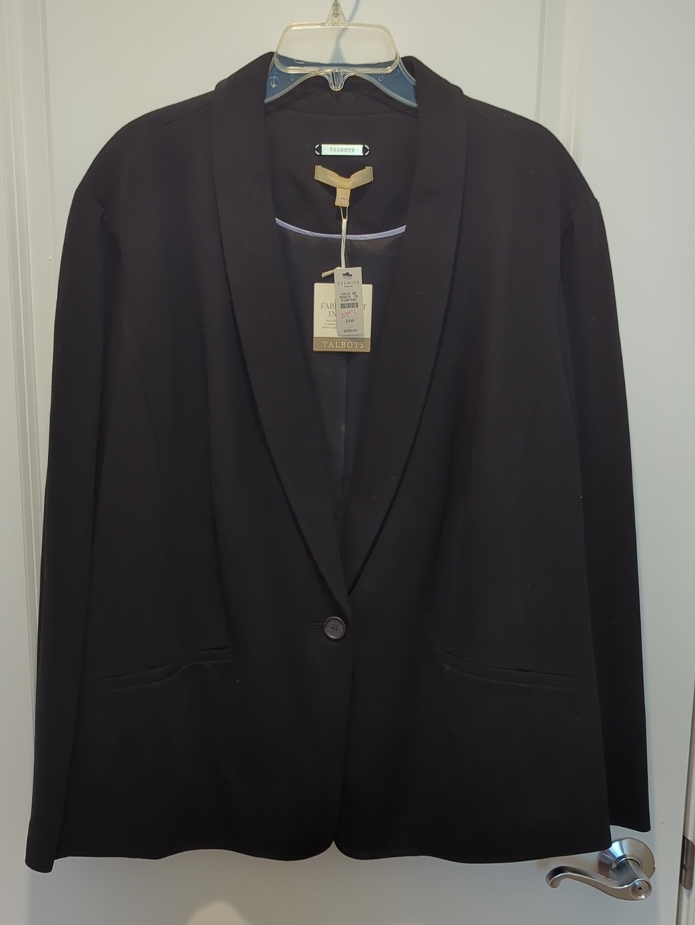 NWT Talbots Black Shawl-Collar Single-Button Blazer Size 24w